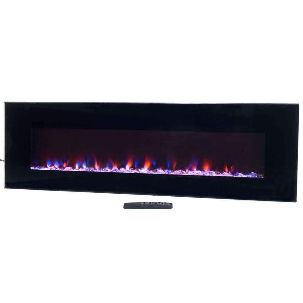 Northwest 54 in LED Fire and Ice Electric Fireplace with Remote in Black