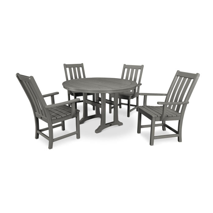 Polywood Vineyard 5-Piece Round Dining Set with Trestle Legs PWS347-1