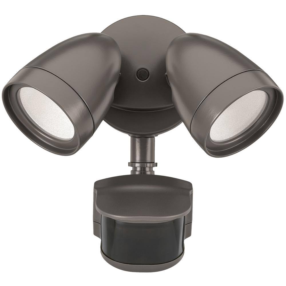 ETi 240 Degree LED Motion Sensor Light Outdoor Bronze Twin Head Flood Security Light 1200 to 2400 Lumens Driveway Walkway 51406111