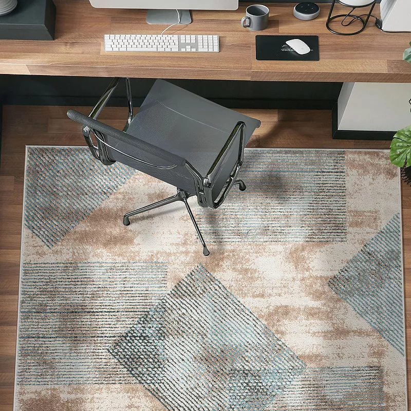 World Rug Gallery Contemporary Distressed Geometric Area Rug