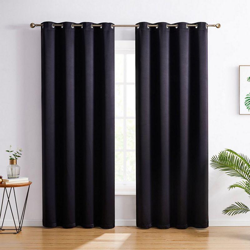 THD Cambridge Blackout Heavy Thermal Insulated Blocking Grommet Curtain Drapery Panels， Set of 2