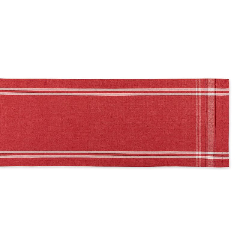 14 x 108 Tango Red and White French Chambray Rectangular Table Runner