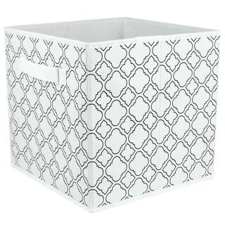 Home Basics 10.5 in. H x 10.5 in. W x 10.5 in. D White Fabric Cube Storage Bin HDC51555