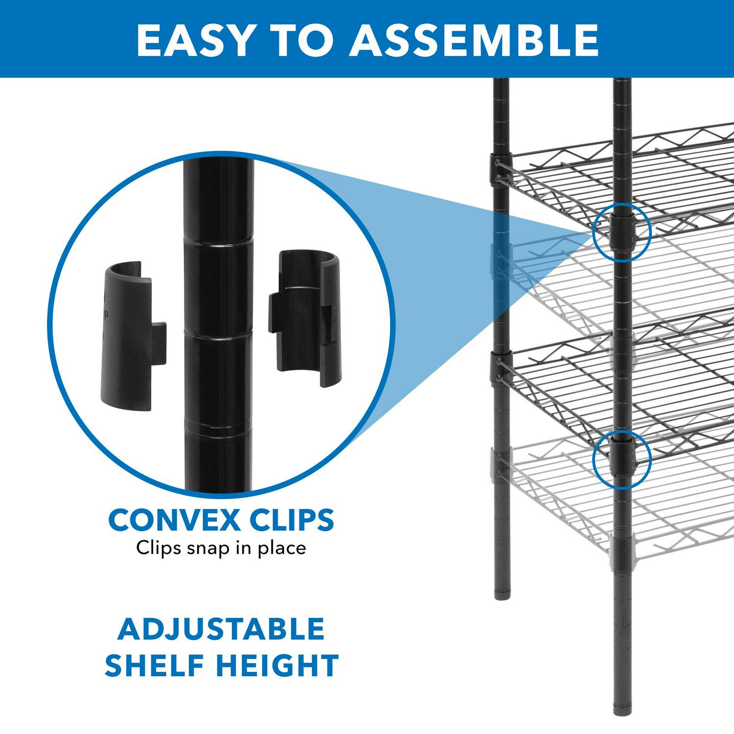 Mount-it! 16.5 W x 12 D x 48.5 H 5-Shelf Garage Shelves， Black