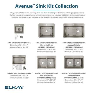 Elkay Avenue 18-Gauge Stainless Steel 33 in. Single Bowl Drop-InUndermount Workstation Kitchen Sink with Drain HDSB33229TR1WS