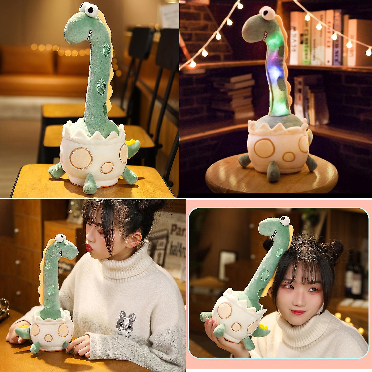 Dancing Dinosaur Toy That Repeats What You Say! With Bluetooth Glowing Singing Recording Cute Dinosaur Stuffed Animal Kids Toy Birthday Xmas Gifts