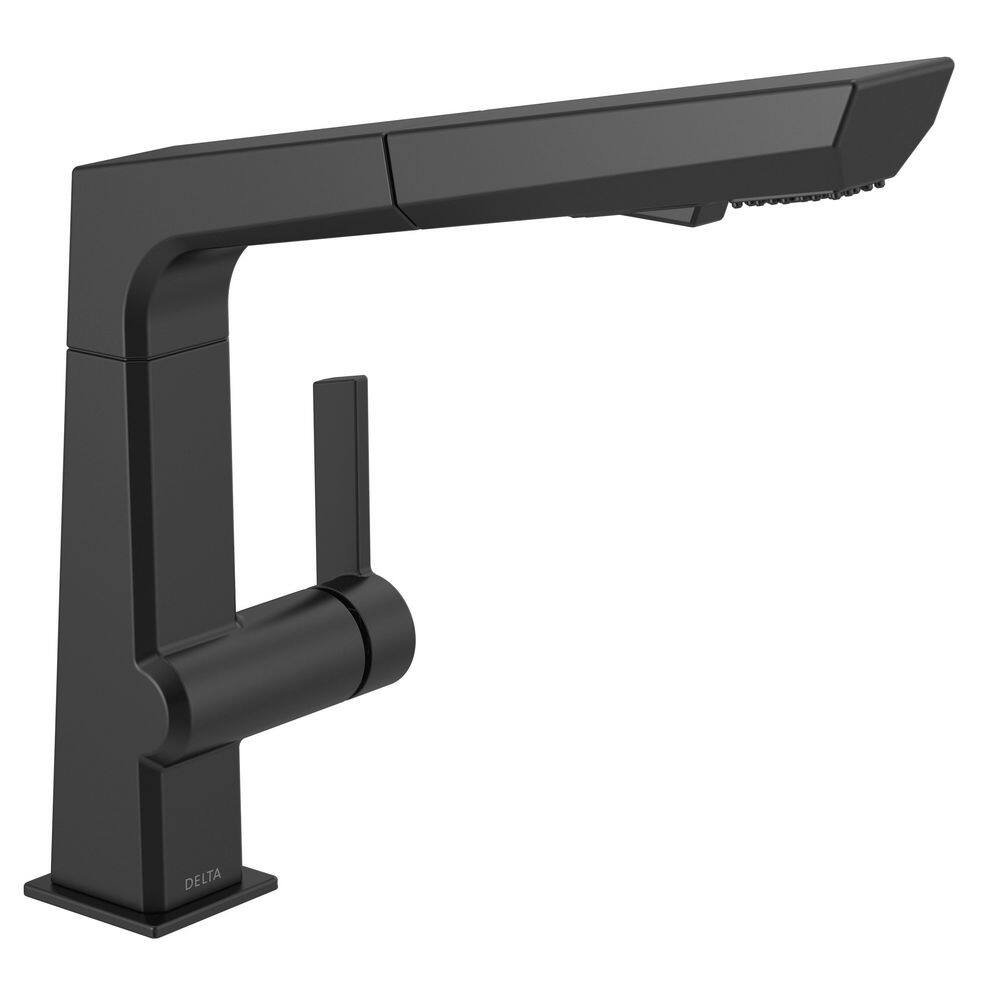 Delta Pivotal Single-Handle Pull-Out Sprayer Kitchen Faucet in Matte Black 4193-BL-DST