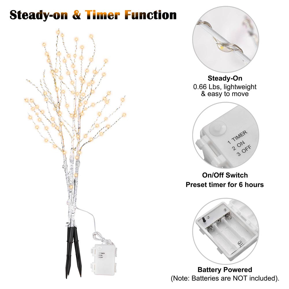 Yescom Lighted Branches Battery Powered 3 Pcs 33