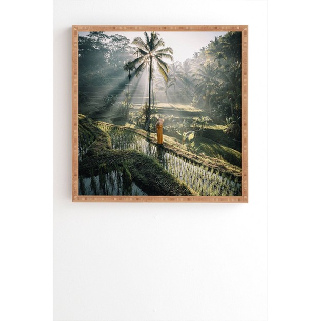 Tristan Zhou Rice Terrance Sunrise Bamboo Framed Wall Canvas Green Deny Designs