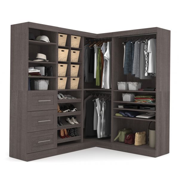 Bestar Pur by Bestar Corner Storage kit in Bark Gray