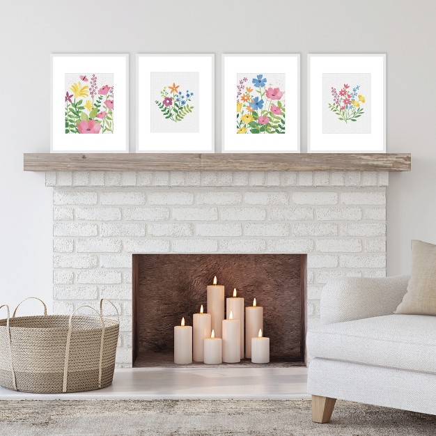 Big Dot Of Happiness Wildflowers Unframed Floral Nursery And Room Decor Linen Paper Wall Art Set Of 4 Artisms 8 X 10 Inches