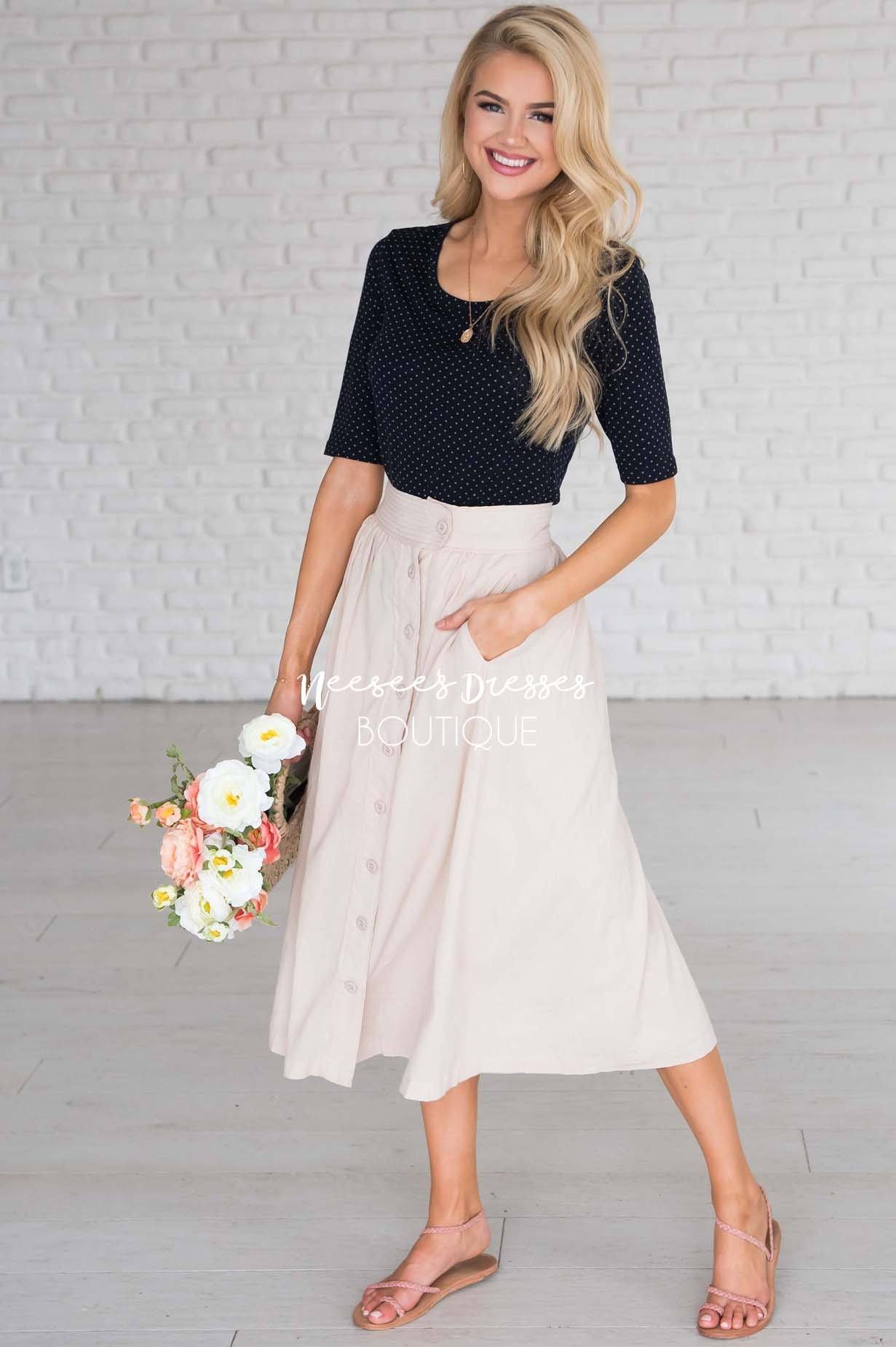 New Beginnings Button Skirt