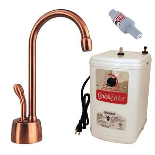 Westbrass 9-14 in. Develosah 2-Handle Hot and Cold Water Dispenser with Instant Hot Water Tank Antique Copper D272HFP-11