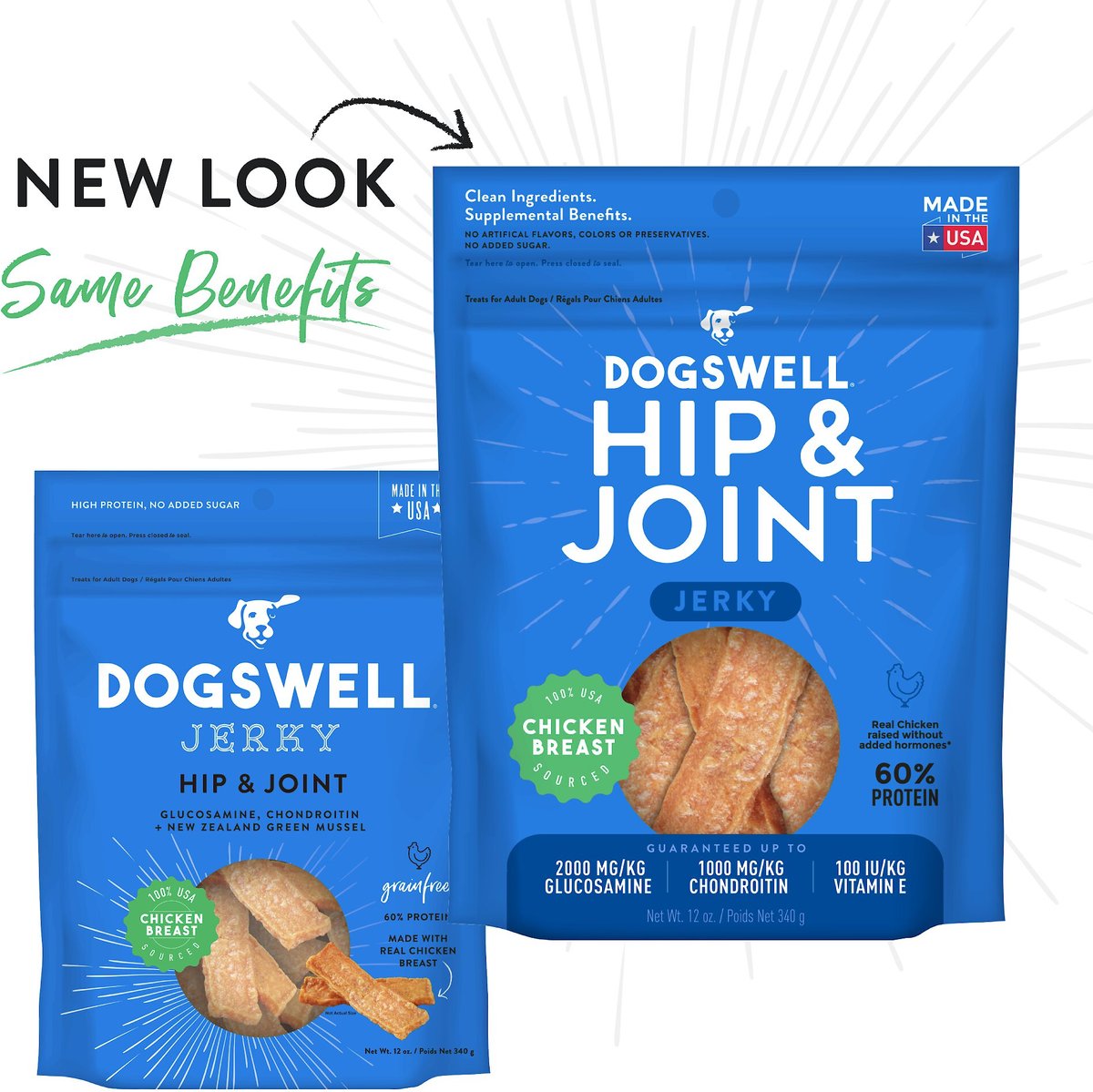 Dogswell Jerky Hip and Joint Chicken Recipe Grain-Free Dog Treats