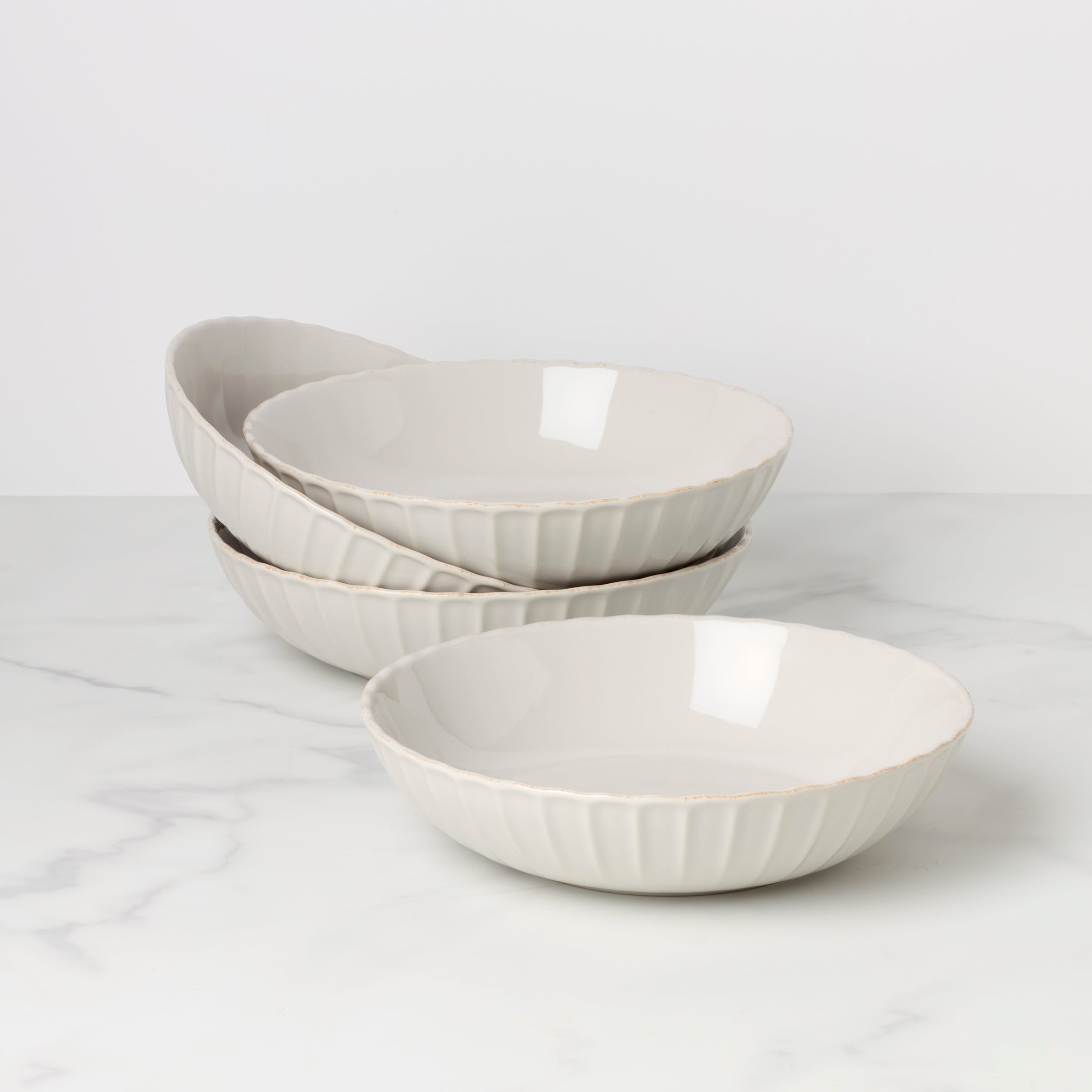 French Perle Scallop Pasta Bowls, Set of 4