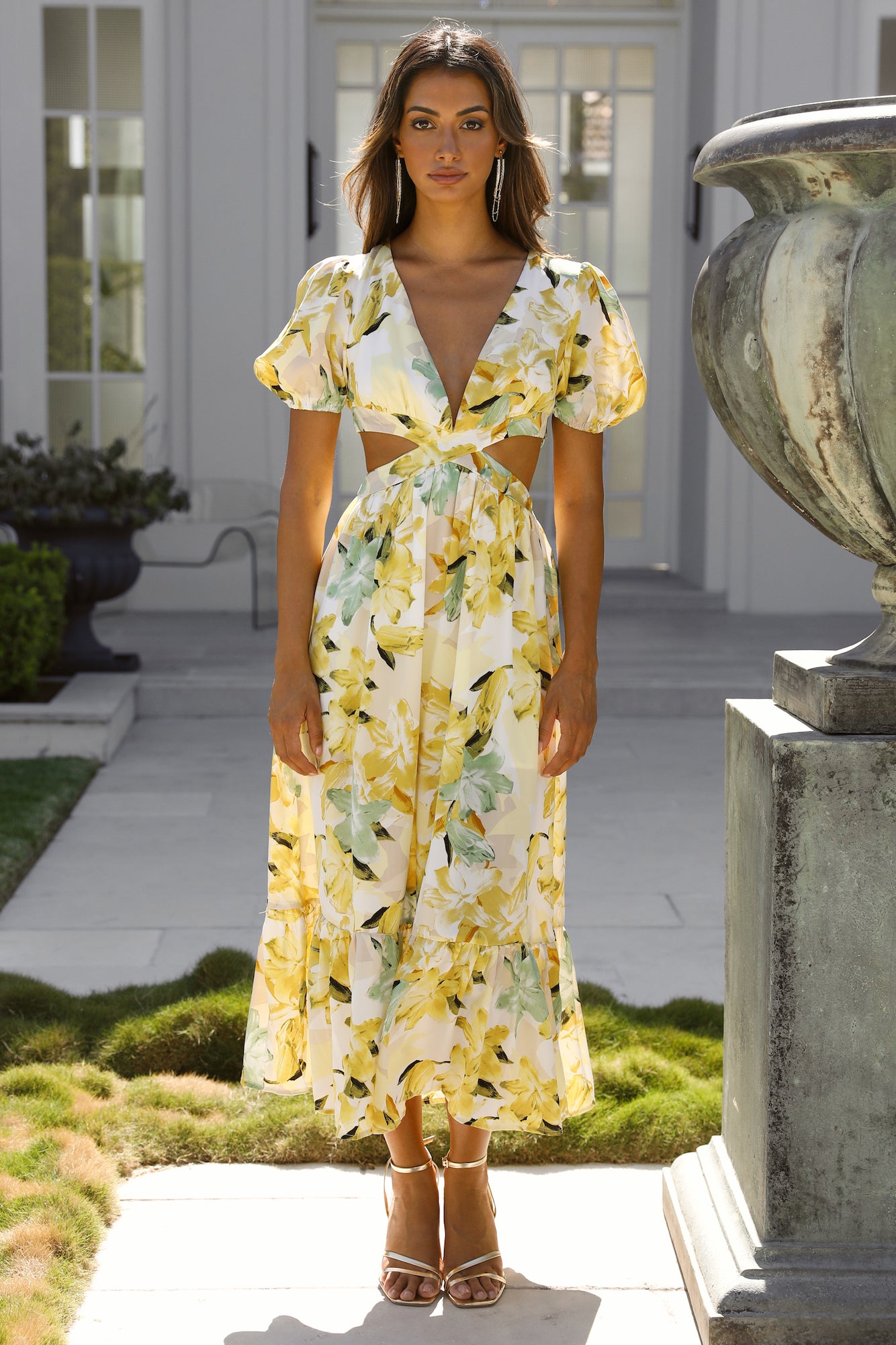 Feelin Florals Midi Dress Yellow