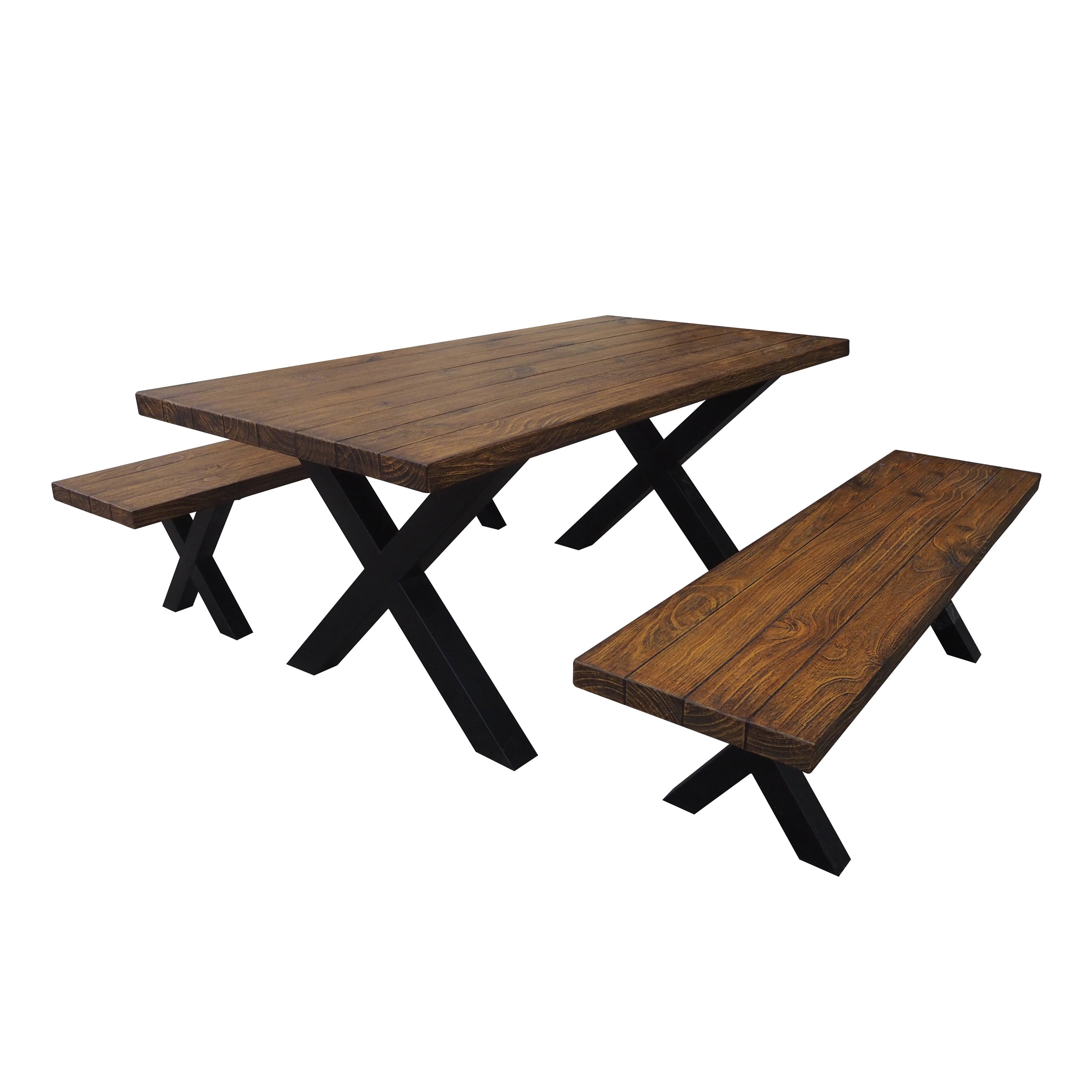 Falah Outdoor 3 Piece Brown Walnut Finish Lightweight Concrete Picnic Set