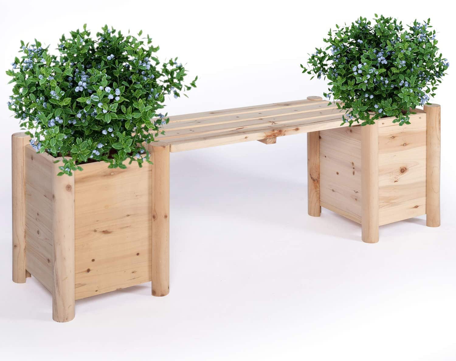 YIGOBUY Outdoor Wooden Planter Box Bench Seat with Raised Plant Container