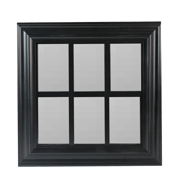 Black Contemporary Square Windowpane Wall Mirror