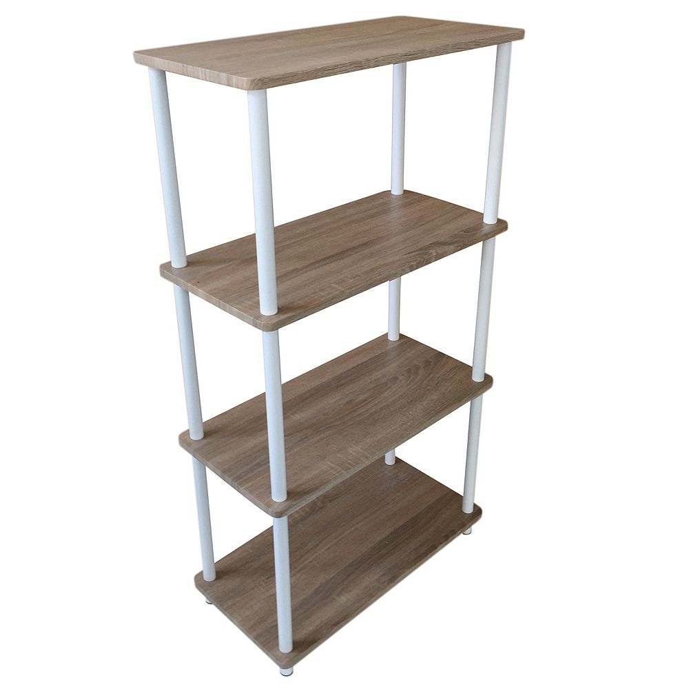 Home Basics Pine Wood 4 Tier Rectangular Corner Shelf