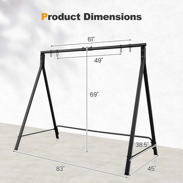 Costway Outdoor Porch Swing Frame Patio Metal Swing Stand With A shaped Structure