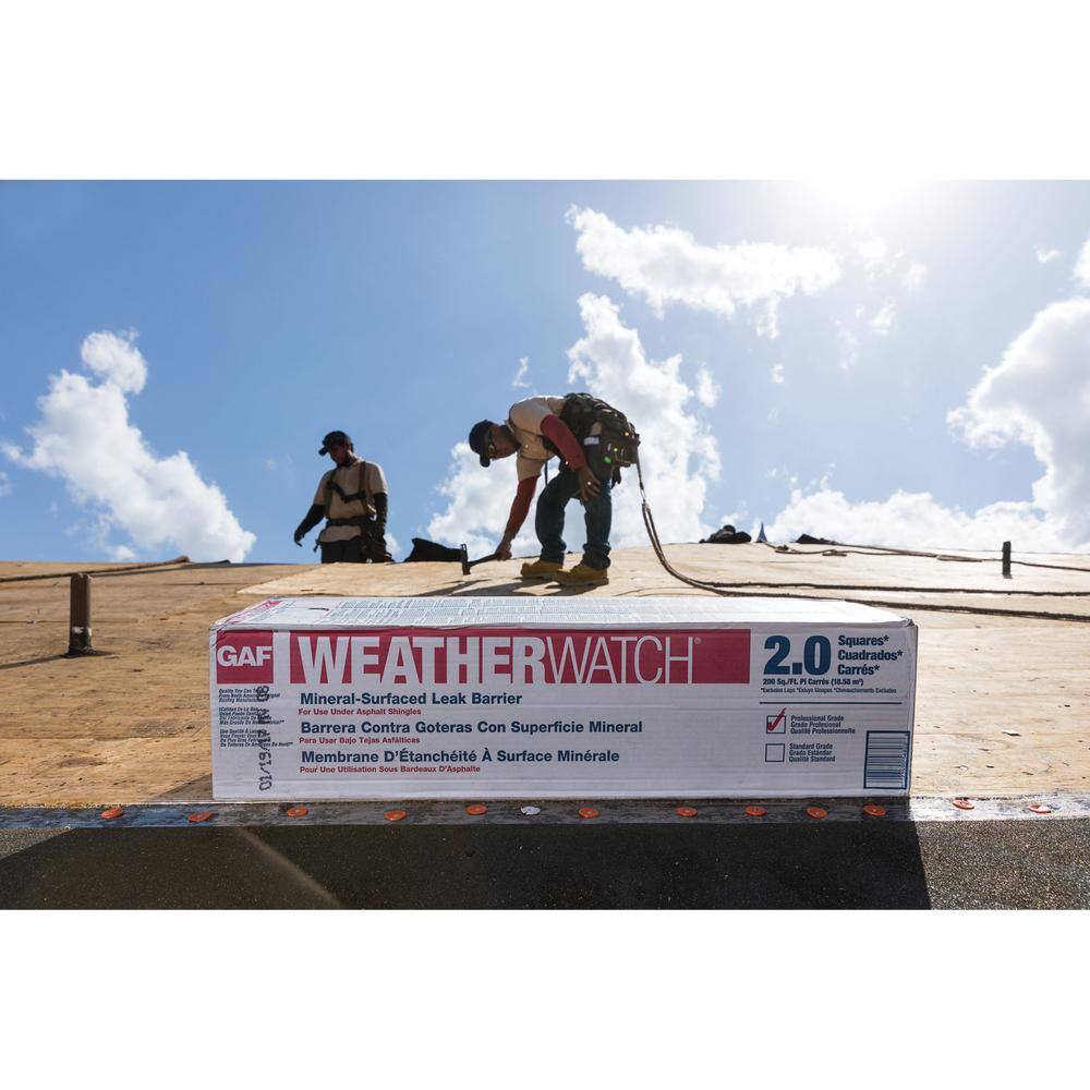 GAF WeatherWatch 36 in. x 50 ft. 150 sq. ft. Mineral-Surfaced Peel and Stick Roof Leak Barrier Roll 0912000