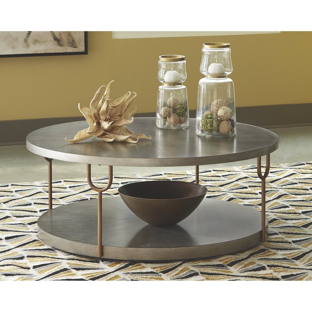 Signature Design by Ashley Ranoka Metallic Round Accent Table