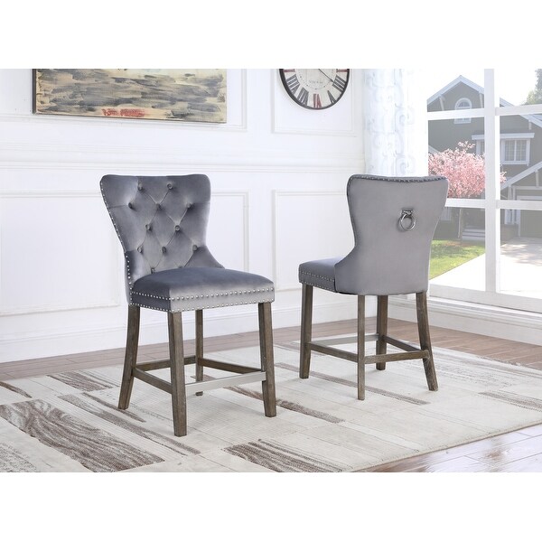 Best Quality Furniture Tufted Velvet Counter Chairs with Ring