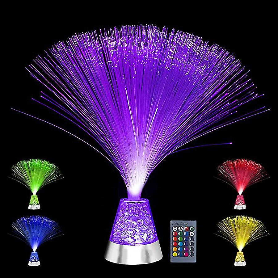 Fiber Optic Lamp Color Changing Crystal Base With Remote - Usb/battery Powered Fiber Optic Centerpiece Sensory Light