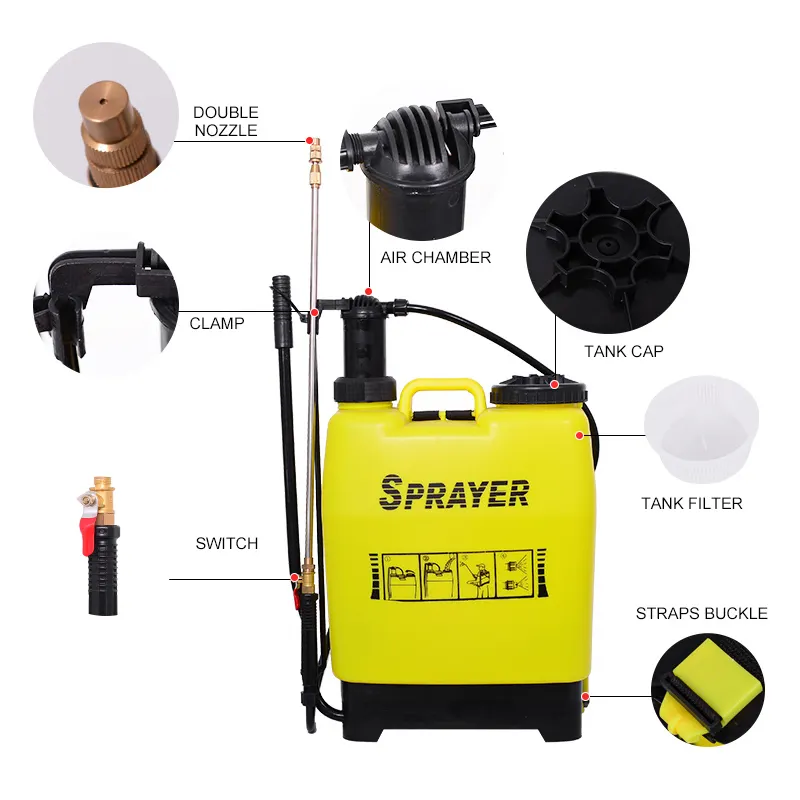 16L Hand Operated Manual Knapsack Power Sprayer For Agriculture And Orchard