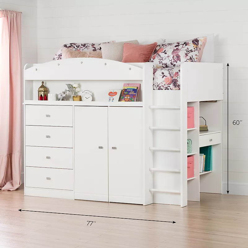 South Shore Tiara Twin Loft Bed with Desk