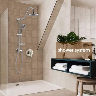 YASINU 5-Spray Wall Slid Bar Round Rain Shower Faucet with Handheld in Brushed Nickel (Valve Included) YNAE1102BN