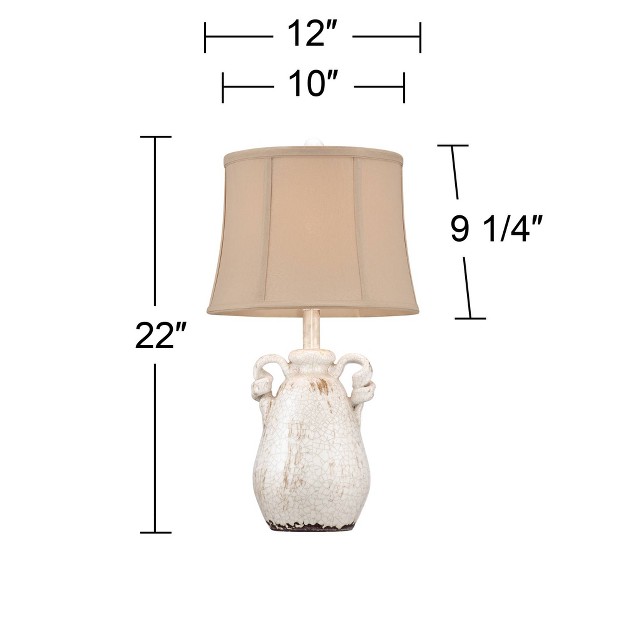 High Set Of 2 Crackled Ivory Glaze Ceramic Beige Bell Shade For Bedroom Living Room Bedside