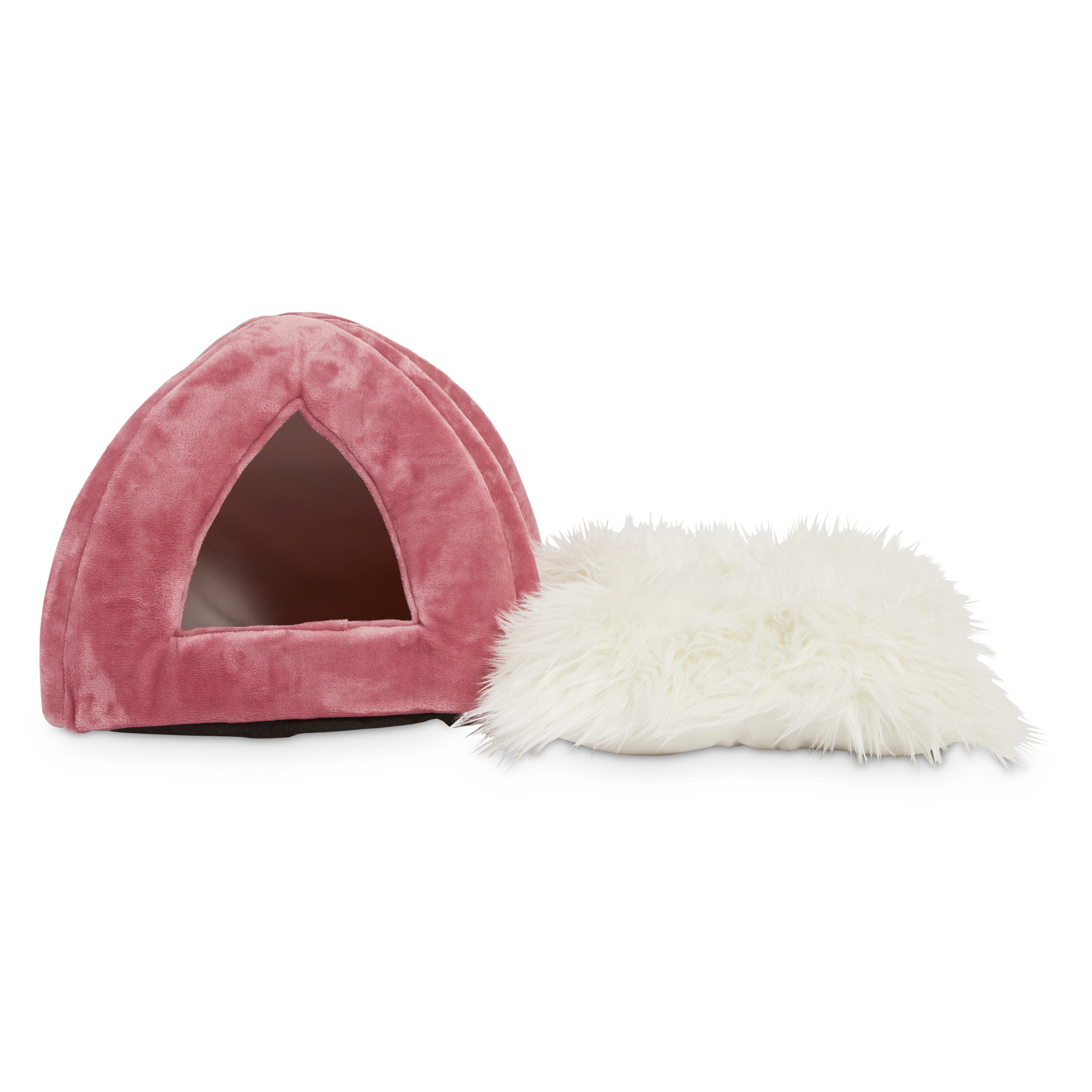 EVERYYAY Essentials Snooze Fest Mauve Igloo Cave Cat Bed， 16