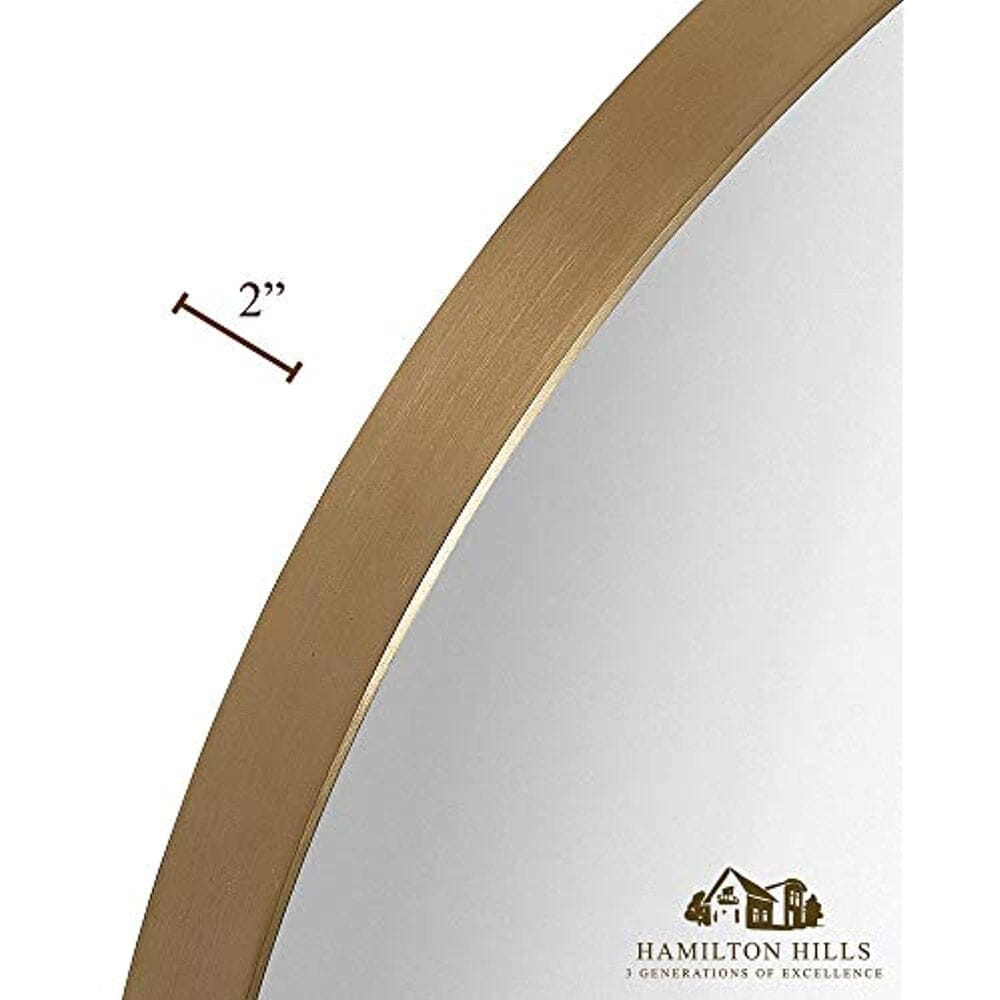 Contemporary Brushed Metal Gold Wall Mirror (35