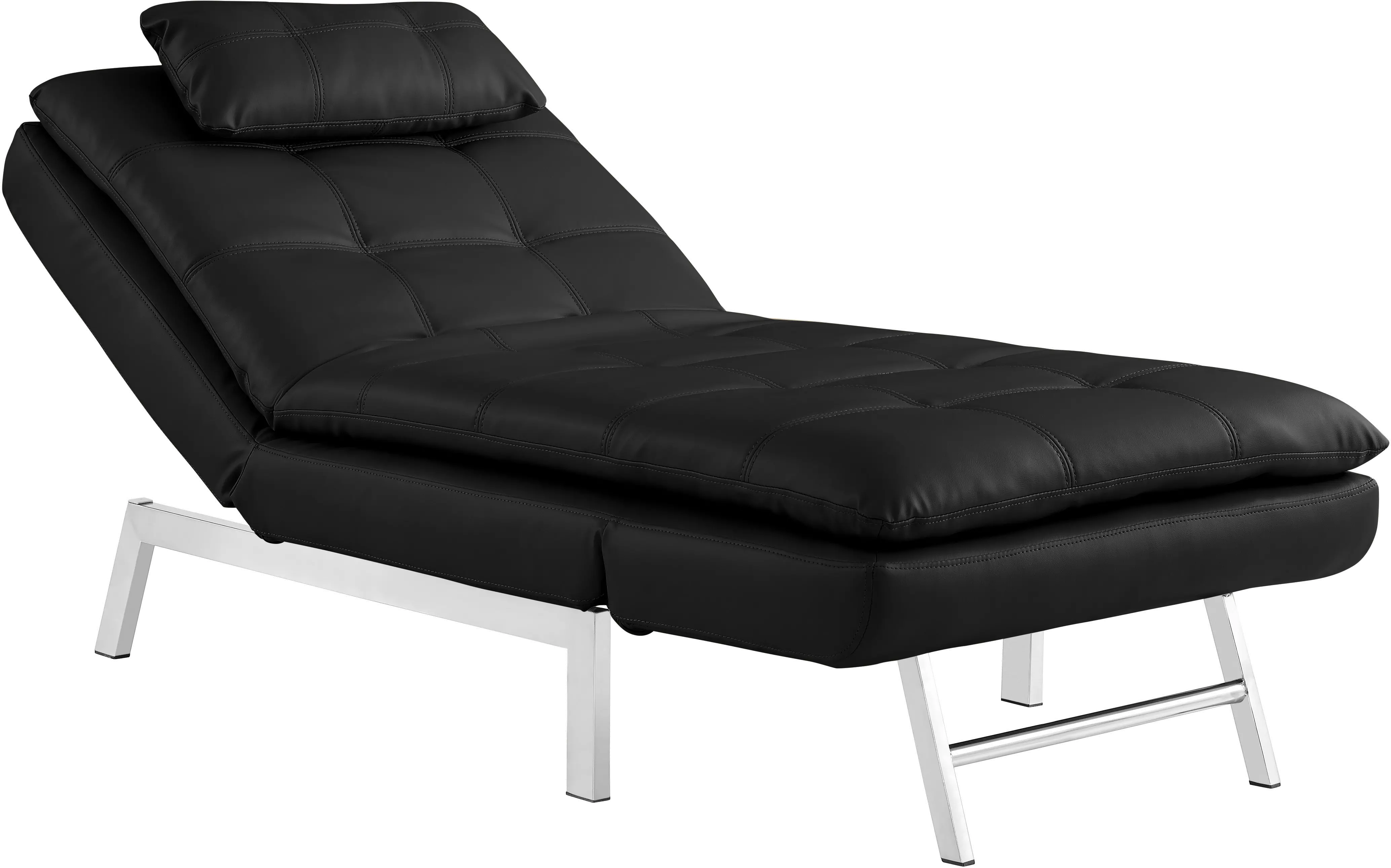 Via Black Faux Leather Convertible Chaise