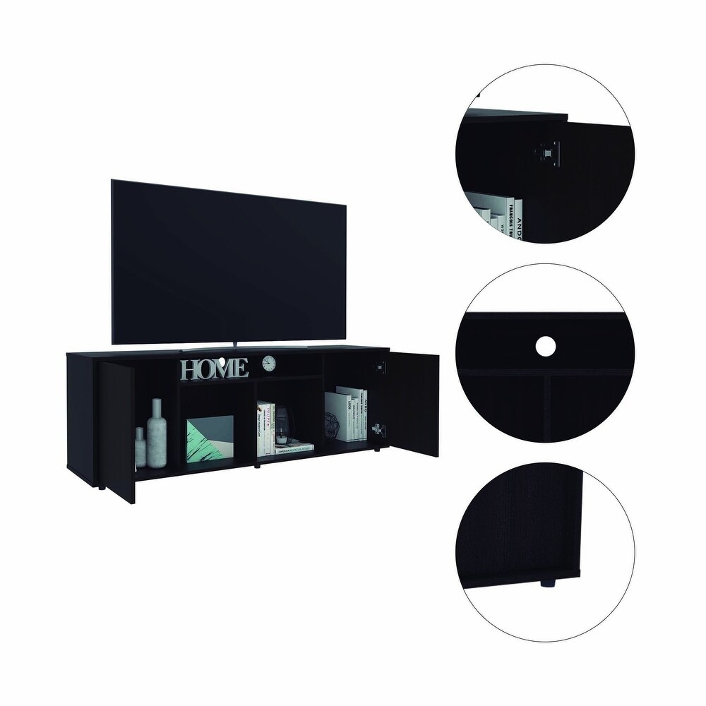 Black TV Stand Media Center with Two Cabinets