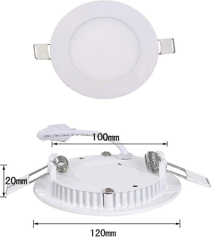 10pcs 6w Recessed Downlight Led Cool White 6000k Slim Panel Round Led Ultra Flat