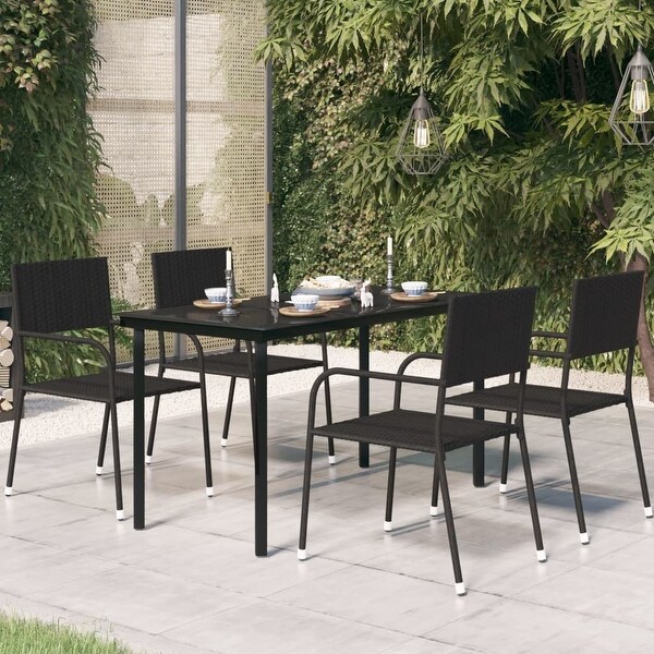 vidaXL Outdoor Dining Table Patio Table with Glass Top Garden Furniture Steel