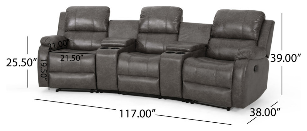 Lunsford Fabric Theatre Seating Recliner   Contemporary   Theater Seating   by GDFStudio  Houzz