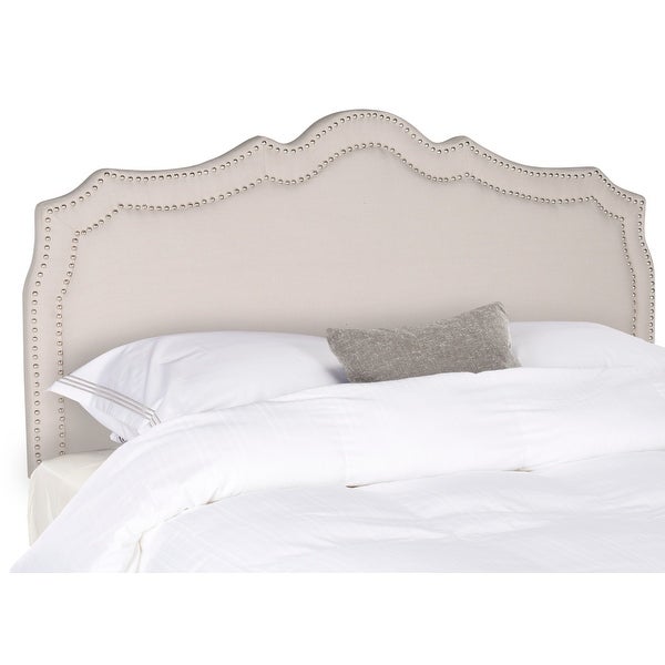 SAFAVIEH Skyler Taupe Linen Upholstered Headboard - Silver Nailhead (King) - - 11582402