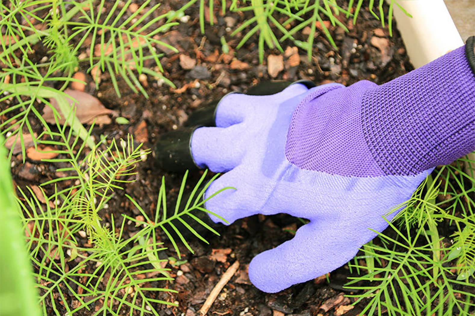 A Pair Of Gardening Gloves With Claws Multifunctional Gardening Gloves Purple ABS Waterproof Home Garden Gloves