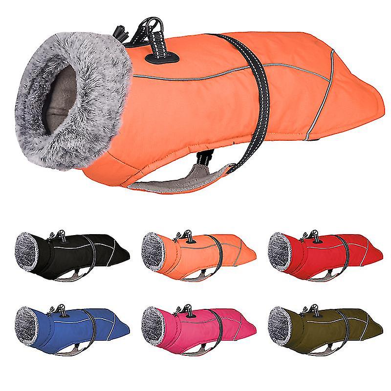 Large Pet Dog Jacket With Harness Winter Warm Dog Clothes Waterproof Thick Fleece Collar Jacket