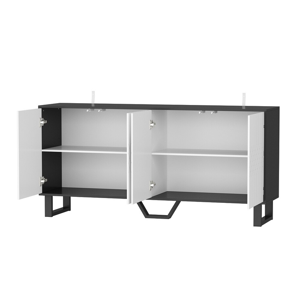 White/Black Buffet Cabinet Coffee Bar Cabinet Cupboard Credenza Buffet   63\