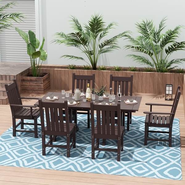 Polytrends Laguna Hdpe All Weather Outdoor Patio Dining Set with Rectangle Table，Side Chairs (7Piece Set)