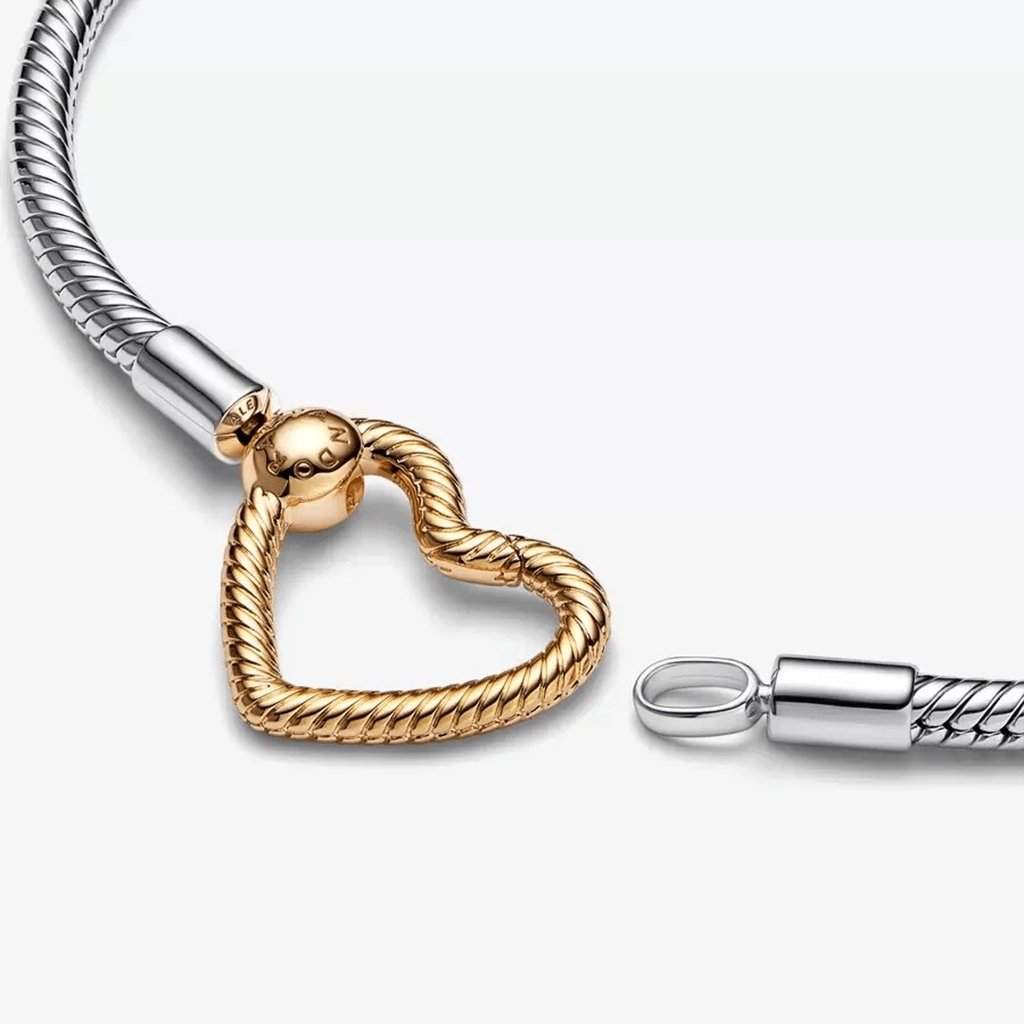 PANDORA  Pandora Moments Heart Closure Snake Chain Bracelet - Two Tone