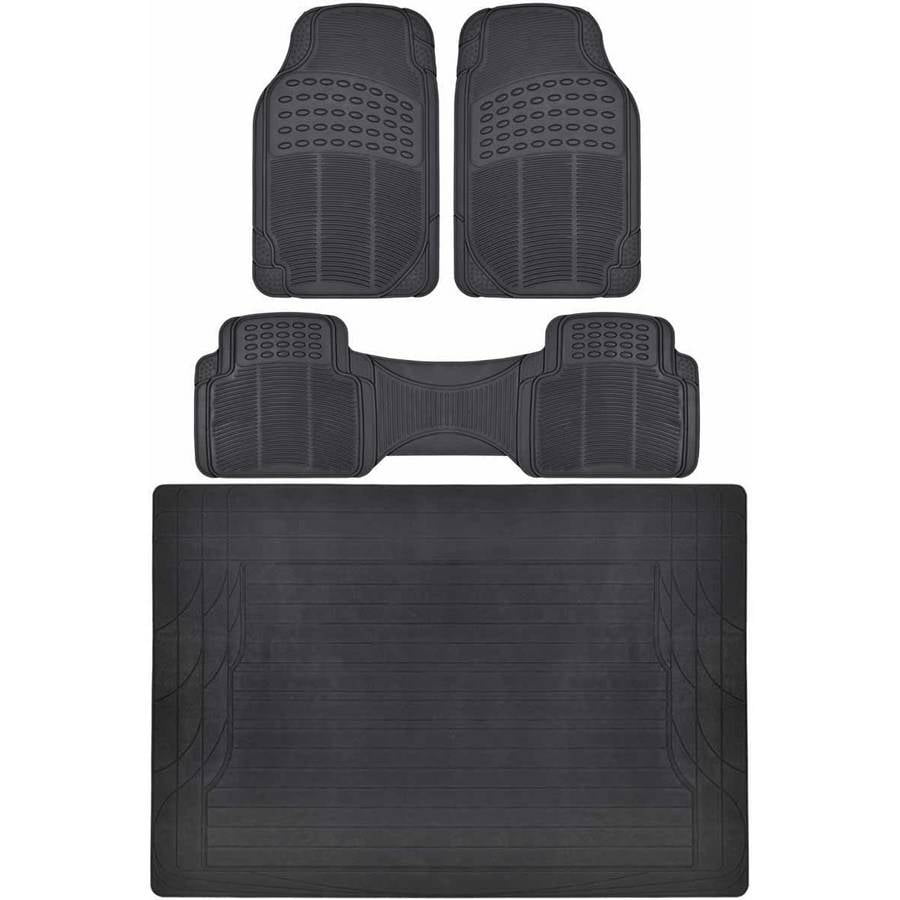 BDK Car Floor Mats with Cargo Mat， All Around Utility Trunk Mat， 3 Colors