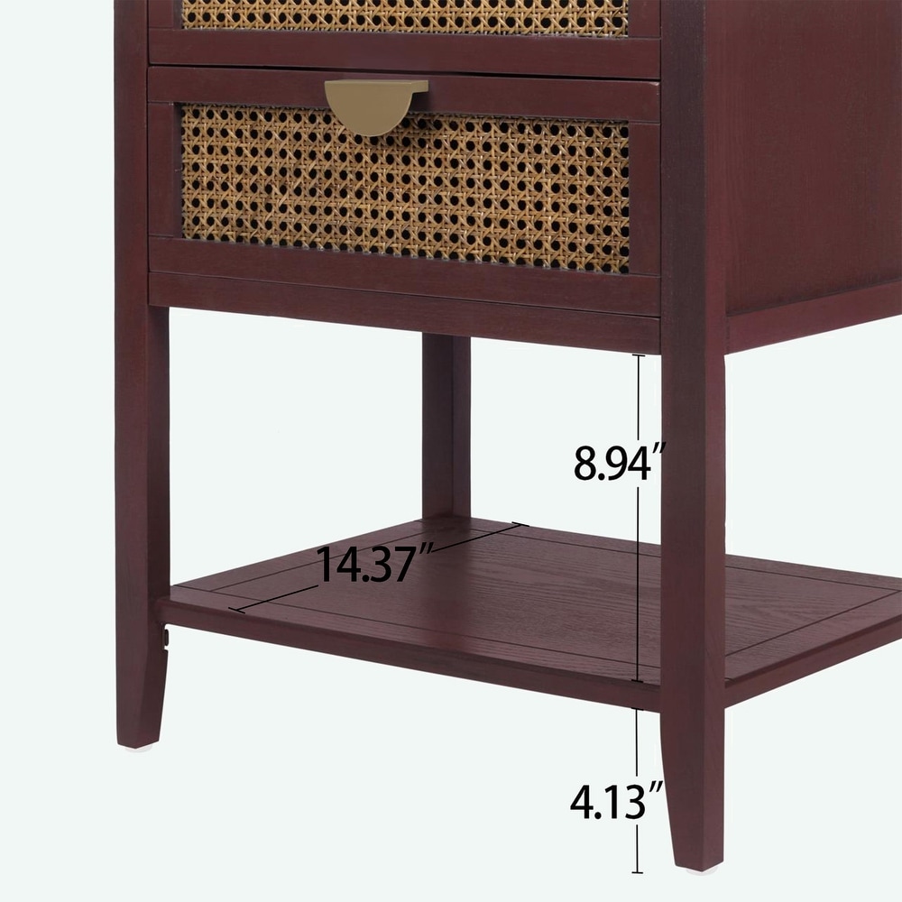 Naturel Rattan 2 Drawer Side table