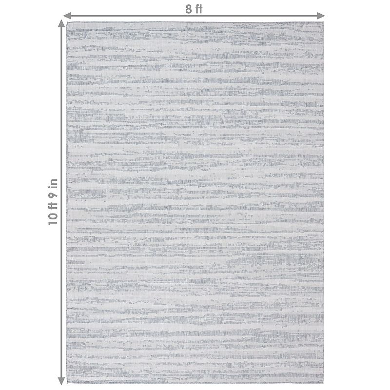 Sunnydaze Artistic Storms Outdoor Area Rug - Iced Silver - 8 ft x 10 ft