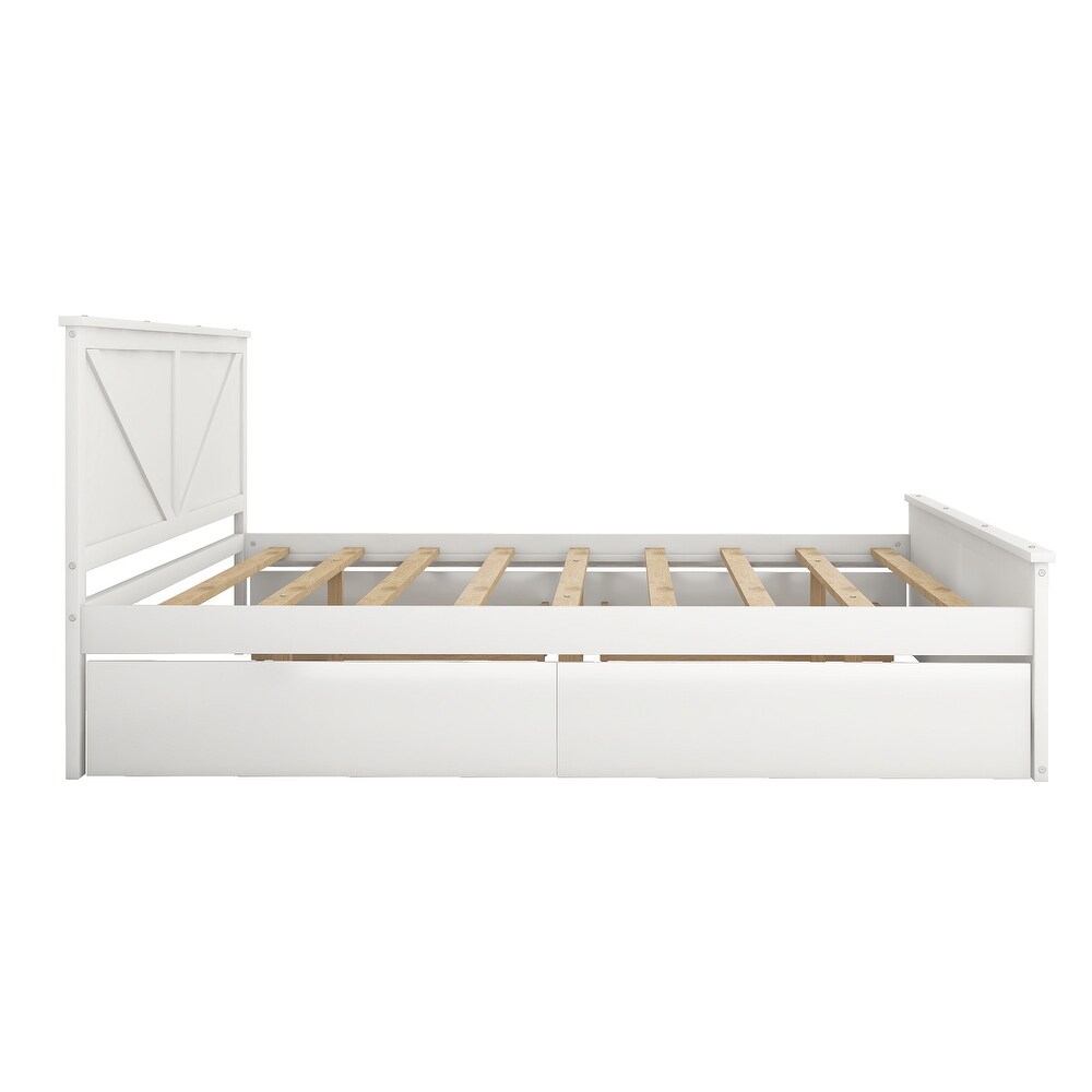 Wooden Platform Bed with 4 Storage Drawers and Support Legs